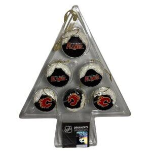 Calgary Flames NHL Christmas Tree Ornaments 6-Pack Hockey Puck